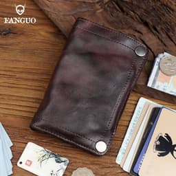 image-Handmade Wrinkle Wallet Original Leather Genuine Cow Leather Vertical Mens Wallets Retro Money Clips Luxury Short Billfold Purse