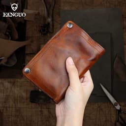 image-Handmade Wrinkle Wallet Original Leather Genuine Cow Leather Vertical Mens Wallets Retro Money Clips Luxury Short Billfold Purse