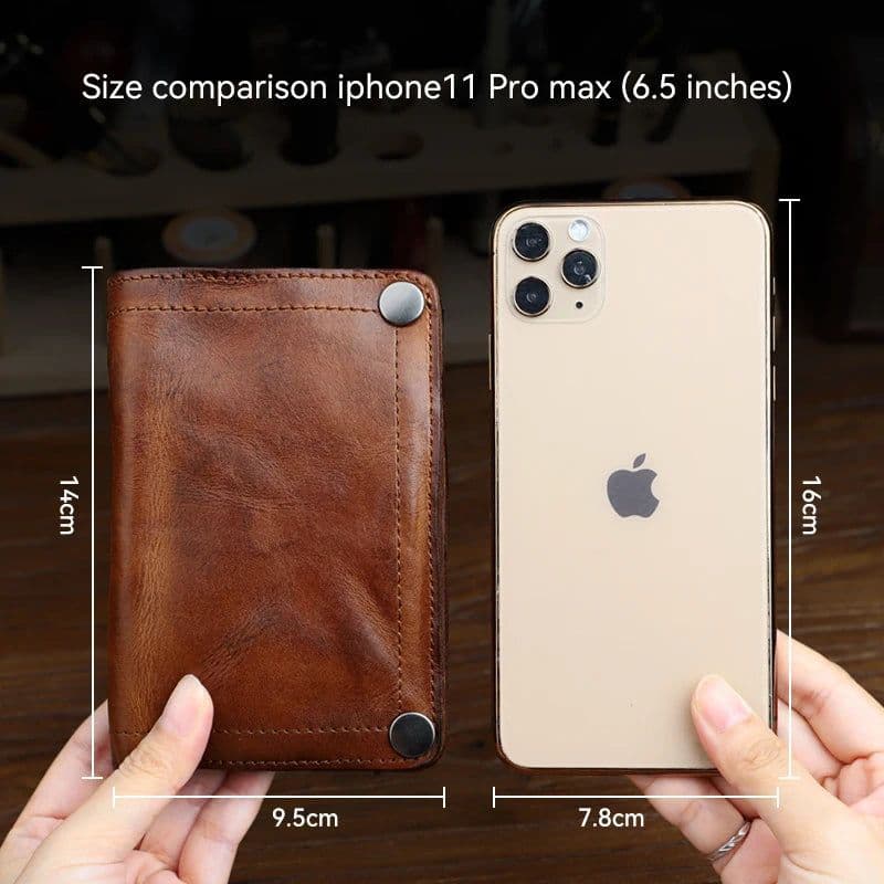 image-Handmade Wrinkle Wallet Original Leather Genuine Cow Leather Vertical Mens Wallets Retro Money Clips Luxury Short Billfold Purse