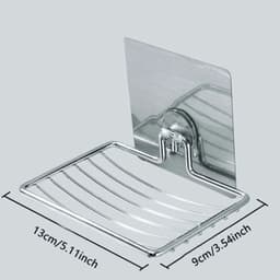 image-1pc-Stainless Steel Soap Rack Punch-free Nail-free Bathroom Single Layer Drain Wall Hanging Sucker Soap Box Light Luxury Shelf