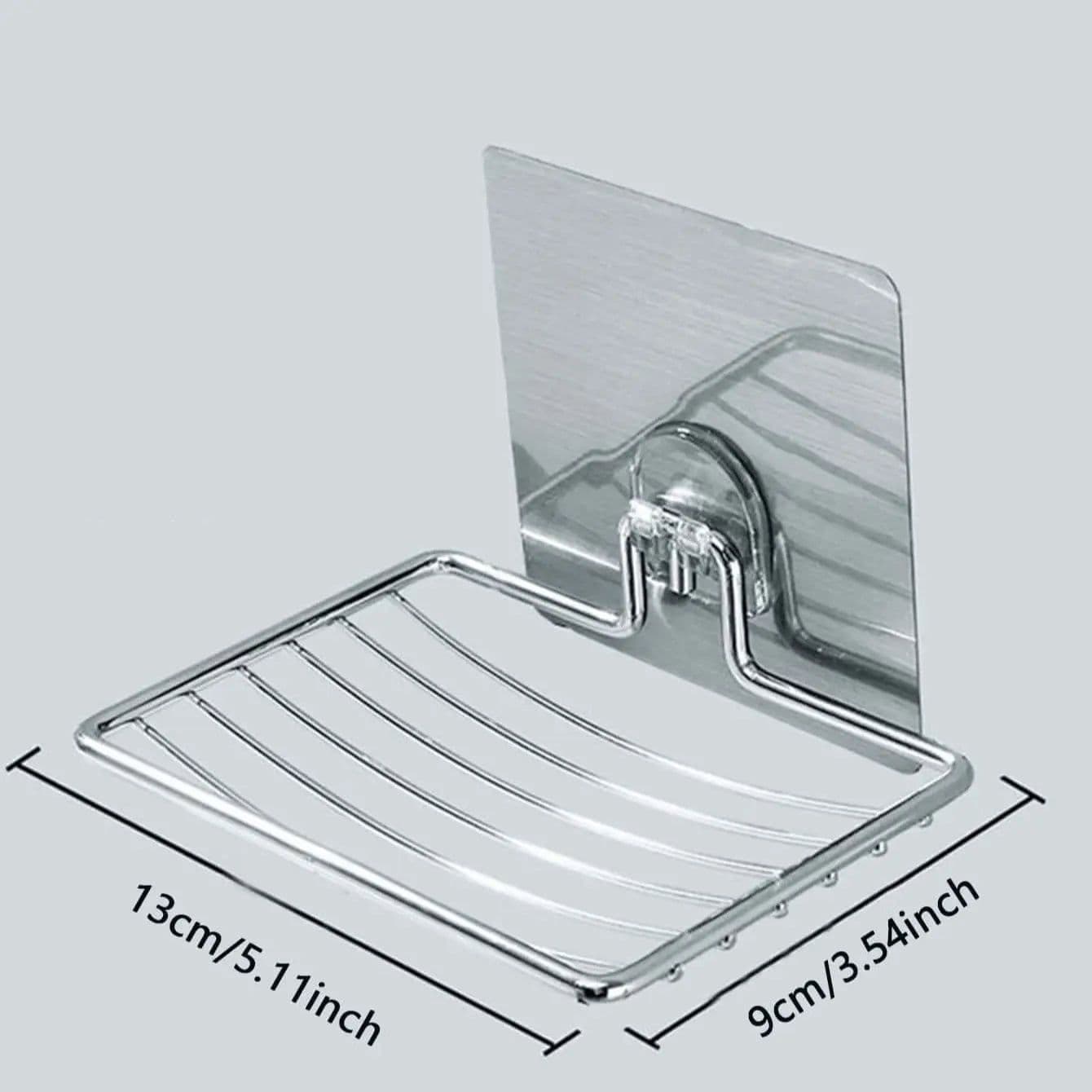 image-1pc-Stainless Steel Soap Rack Punch-free Nail-free Bathroom Single Layer Drain Wall Hanging Sucker Soap Box Light Luxury Shelf