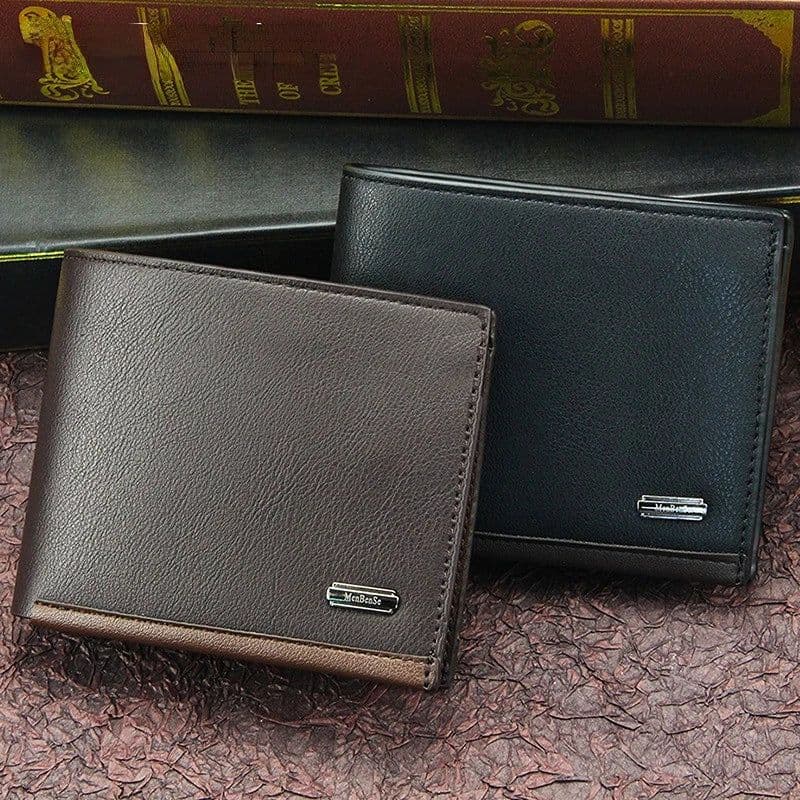 image-Leather Men Wallets Premium Product Real Cowhide Wallets for Man Short Black Walet Portefeuille Homme Design Purses Coin Bag