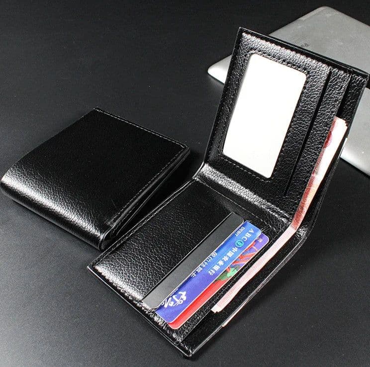 image-Leather Men Wallets Premium Product Real Cowhide Wallets for Man Short Black Walet Portefeuille Homme Design Purses Coin Bag
