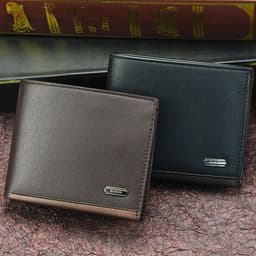 image-Leather Men Wallets Premium Product Real Cowhide Wallets for Man Short Black Walet Portefeuille Homme Design Purses Coin Bag