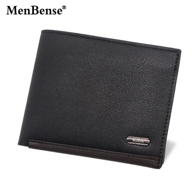 image-Leather Men Wallets Premium Product Real Cowhide Wallets for Man Short Black Walet Portefeuille Homme Design Purses Coin Bag