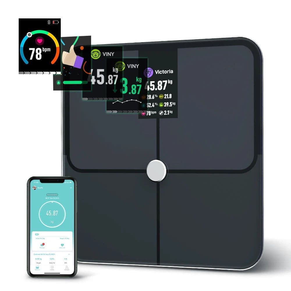 image-Digital Body Fat Scales, Human Body Scale, Smart TFT Color Screen, Heart Rate, Precise and Professional Smart body Weight Scale
