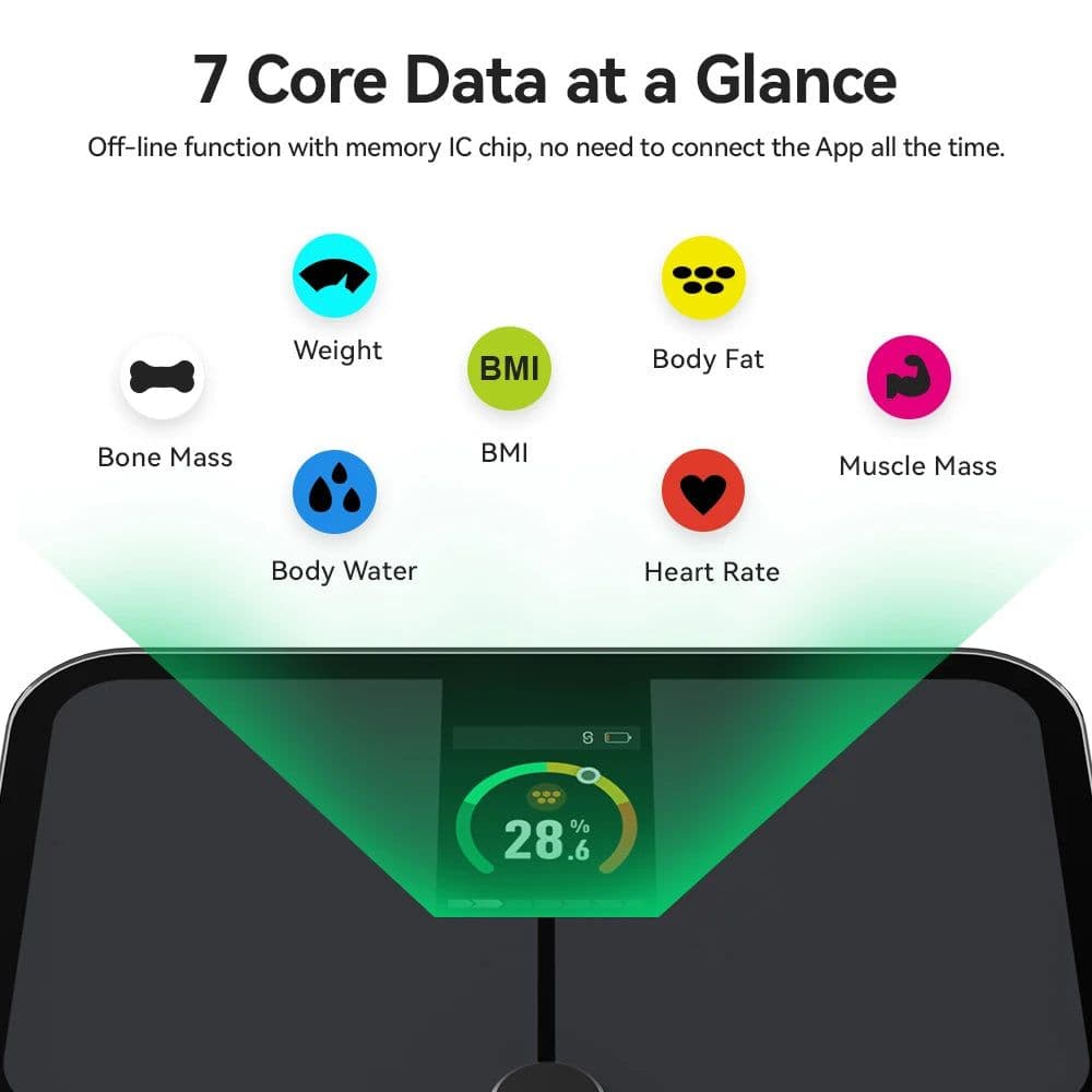 image-Digital Body Fat Scales, Human Body Scale, Smart TFT Color Screen, Heart Rate, Precise and Professional Smart body Weight Scale