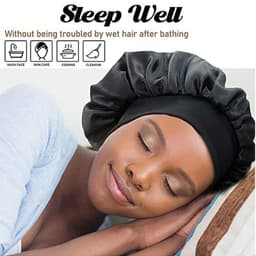 image-Soft Shower Caps Soft Silk Night Caps Hair Care Bonnet Nightcap for Women Beauty Salon Hair Care Hats Bathroom Products