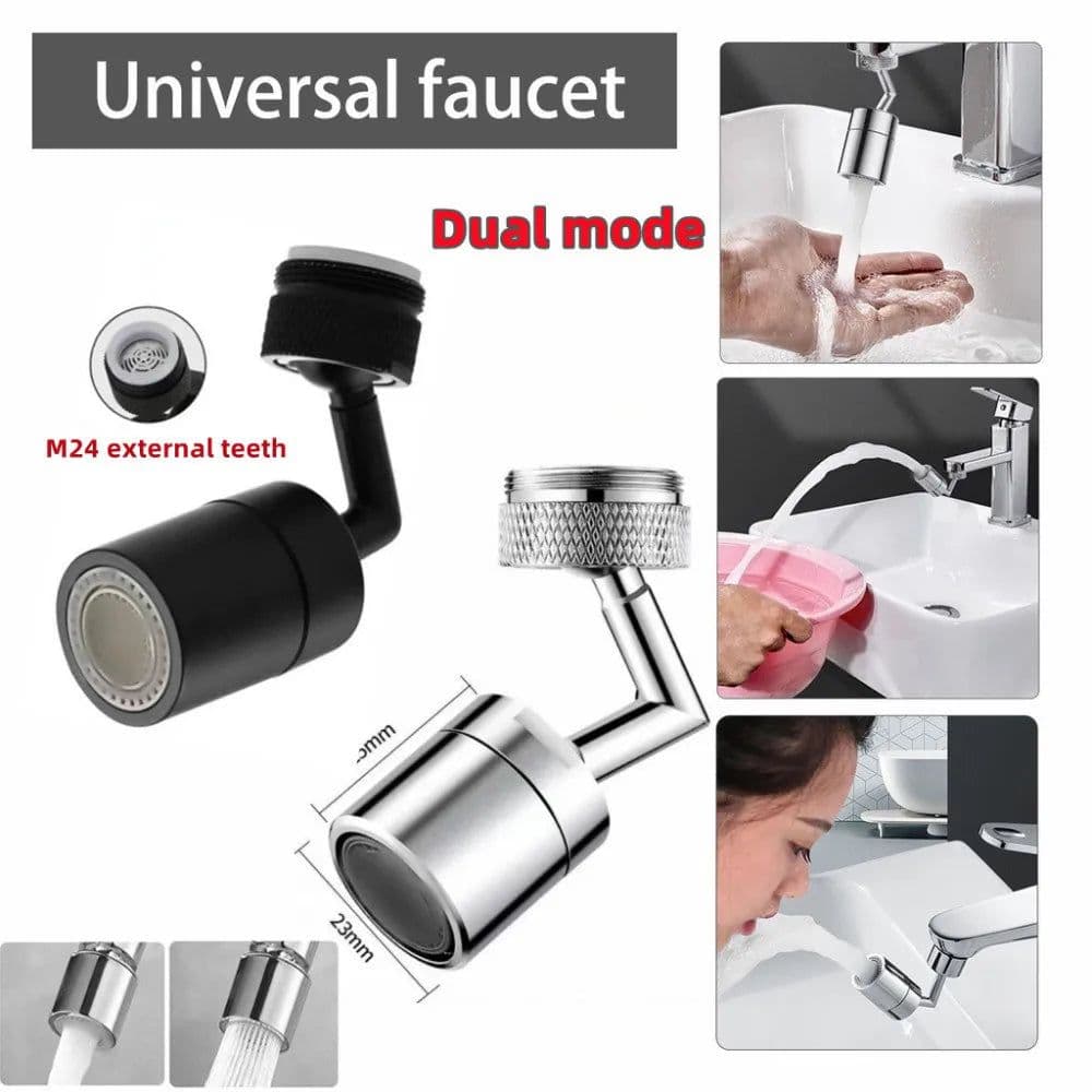 image-stainless steel 720°Rotation Faucet extender Universal Splash-proof Saving Faucet Sprayer Head Bathroom kitchen Extender Adapter
