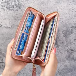 image-Fashion Zipper Wallets Women's Long Purses Handbags Coin Purse Cards Holder PU Leather Billfold Wallet