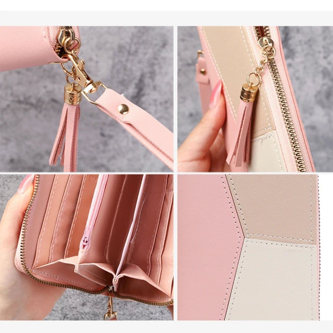 image-Fashion Zipper Wallets Women's Long Purses Handbags Coin Purse Cards Holder PU Leather Billfold Wallet