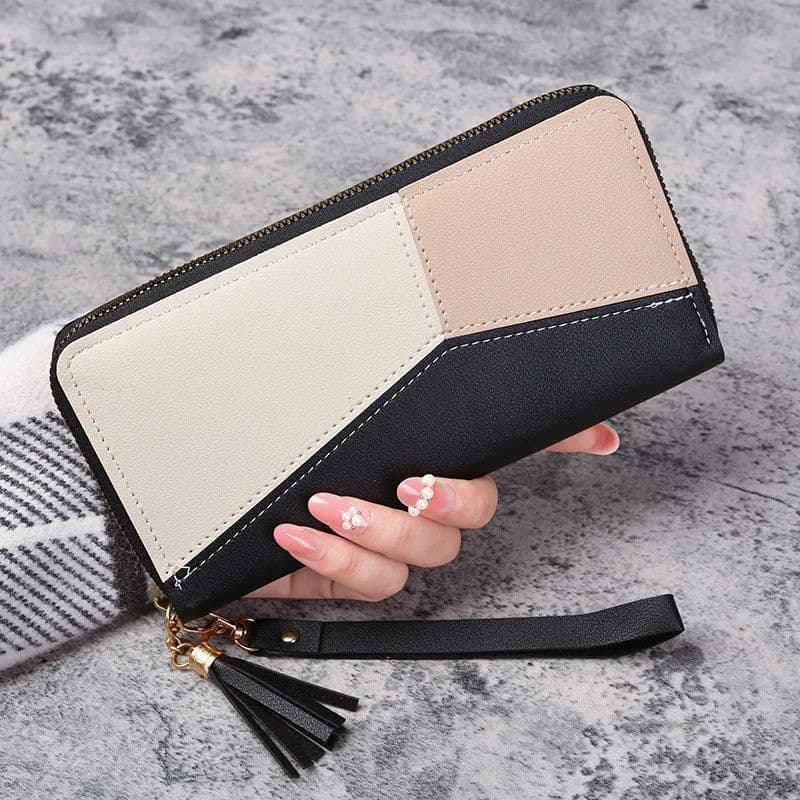 image-Fashion Zipper Wallets Women's Long Purses Handbags Coin Purse Cards Holder PU Leather Billfold Wallet
