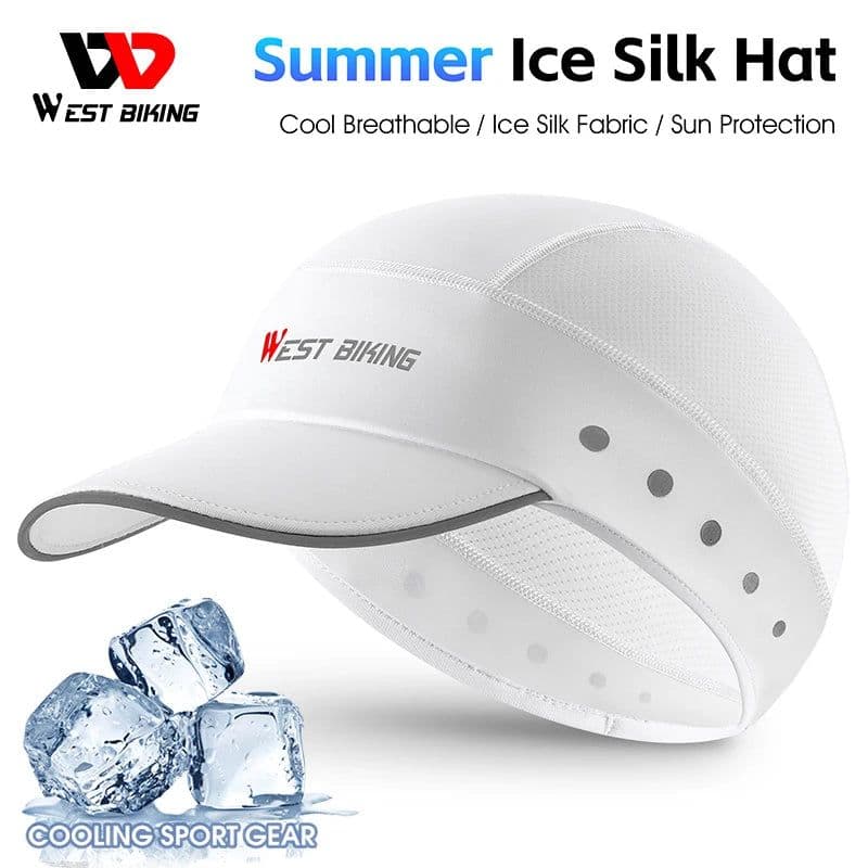 image-WEST BIKING Summer Cycling Caps Sun Visor UV Protection Smiling Face Pattern Reflective Helmet Inner Hats Cooling Sport Gear