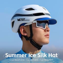 image-WEST BIKING Summer Cycling Caps Sun Visor UV Protection Smiling Face Pattern Reflective Helmet Inner Hats Cooling Sport Gear