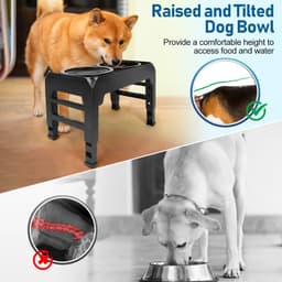 image-Elevated Dog Bowls, 2-in-1 Raised Slow Feeder Dog Bowls Stand with Anti Spill Water Bowl 4 Height for Large Medium Dogs,