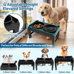 image-Elevated Dog Bowls, 2-in-1 Raised Slow Feeder Dog Bowls Stand with Anti Spill Water Bowl 4 Height for Large Medium Dogs,