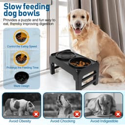 image-Elevated Dog Bowls, 2-in-1 Raised Slow Feeder Dog Bowls Stand with Anti Spill Water Bowl 4 Height for Large Medium Dogs,
