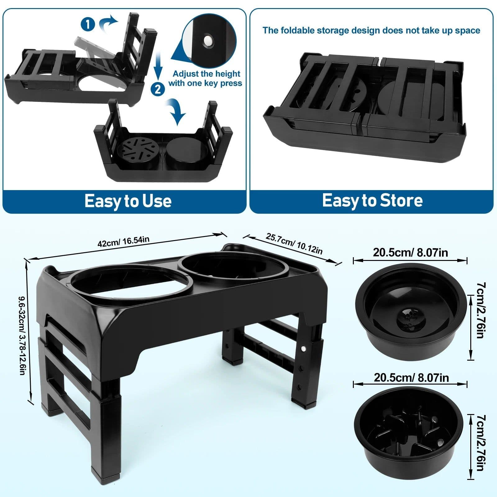 image-Elevated Dog Bowls, 2-in-1 Raised Slow Feeder Dog Bowls Stand with Anti Spill Water Bowl 4 Height for Large Medium Dogs,