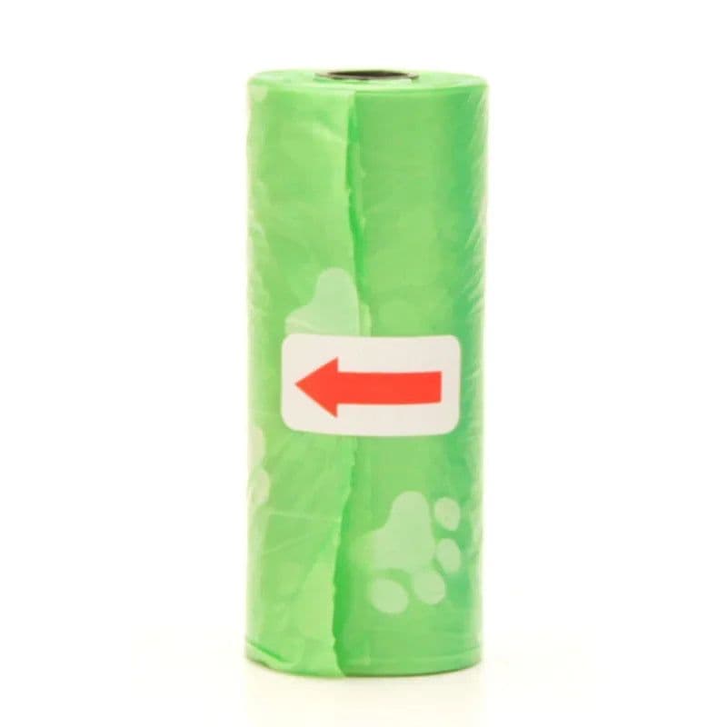 image-Pet Poop Bags Disposable Dog Waste Bags, Bulk Poop Bags with Leash Clip and Bone Bag Dispenser 1Roll Bags with Paw Prints