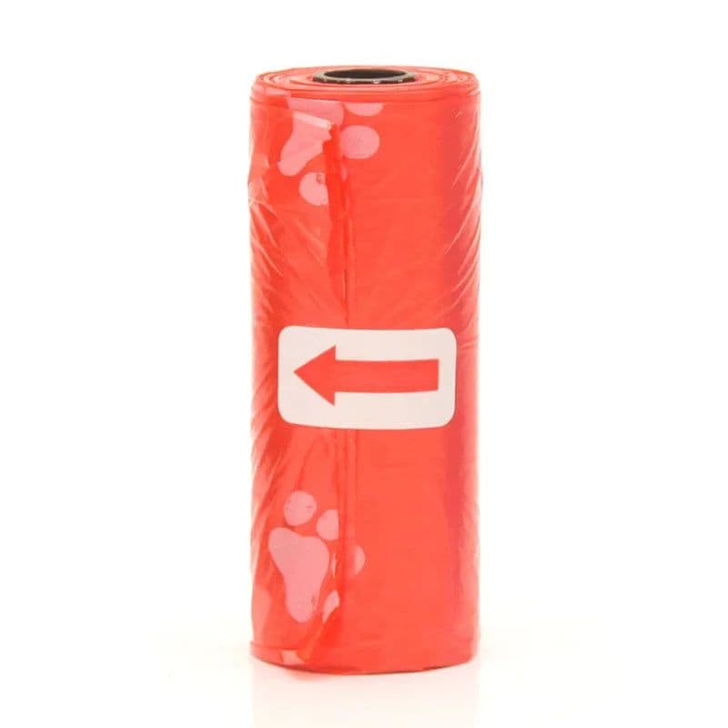 image-Pet Poop Bags Disposable Dog Waste Bags, Bulk Poop Bags with Leash Clip and Bone Bag Dispenser 1Roll Bags with Paw Prints