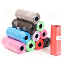 image-Pet Poop Bags Disposable Dog Waste Bags, Bulk Poop Bags with Leash Clip and Bone Bag Dispenser 1Roll Bags with Paw Prints