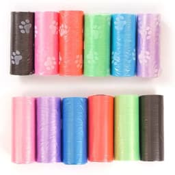 image-Pet Poop Bags Disposable Dog Waste Bags, Bulk Poop Bags with Leash Clip and Bone Bag Dispenser 1Roll Bags with Paw Prints