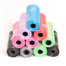 image-Pet Poop Bags Disposable Dog Waste Bags, Bulk Poop Bags with Leash Clip and Bone Bag Dispenser 1Roll Bags with Paw Prints