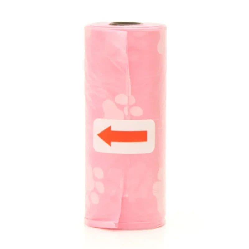 image-Pet Poop Bags Disposable Dog Waste Bags, Bulk Poop Bags with Leash Clip and Bone Bag Dispenser 1Roll Bags with Paw Prints