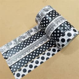 image-10m 1x Black and White Adhesive Tape Japanese Washi Tape Decorative Tape DIY Scrapbook Paper Photo Album Masking Tape Set