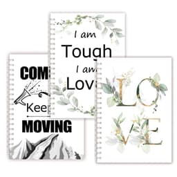 image-A5 Spiral Notebook Note Book - Faith Belief Love God Bless Luck - Dream Motivational Inspirational Flower Quote Never Give Up
