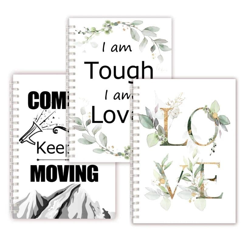 image-A5 Spiral Notebook Note Book - Faith Belief Love God Bless Luck - Dream Motivational Inspirational Flower Quote Never Give Up