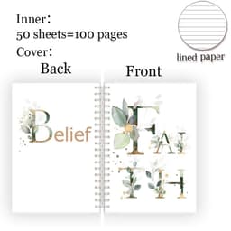 image-A5 Spiral Notebook Note Book - Faith Belief Love God Bless Luck - Dream Motivational Inspirational Flower Quote Never Give Up