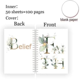 image-A5 Spiral Notebook Note Book - Faith Belief Love God Bless Luck - Dream Motivational Inspirational Flower Quote Never Give Up