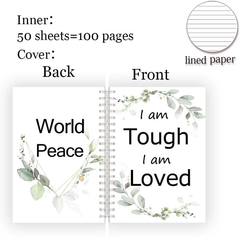 image-A5 Spiral Notebook Note Book - Faith Belief Love God Bless Luck - Dream Motivational Inspirational Flower Quote Never Give Up