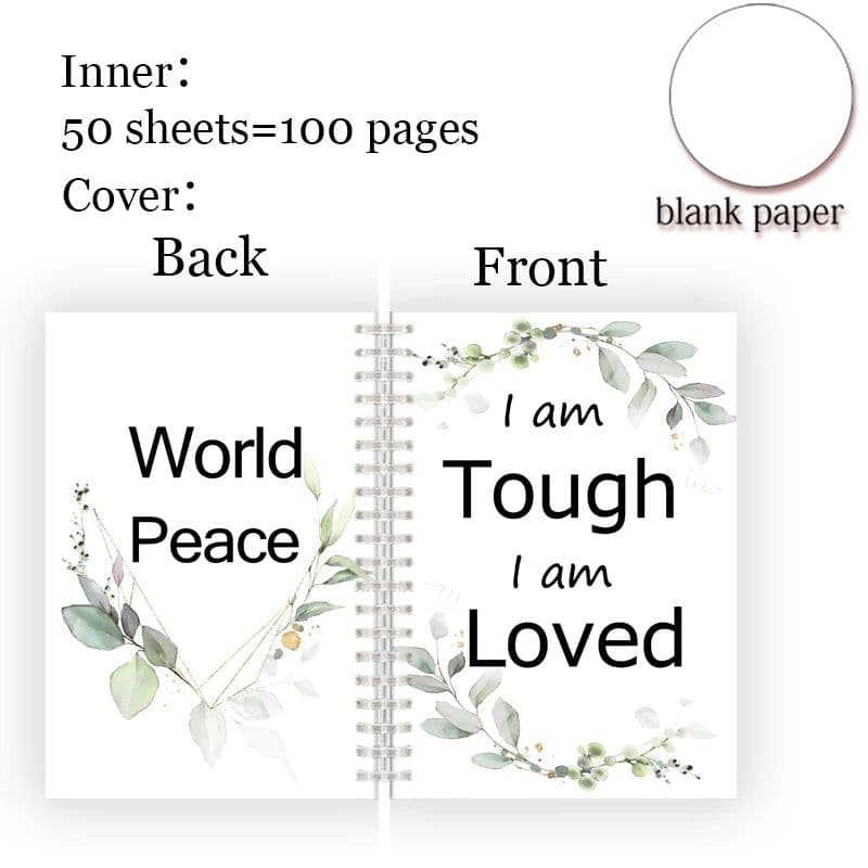 image-A5 Spiral Notebook Note Book - Faith Belief Love God Bless Luck - Dream Motivational Inspirational Flower Quote Never Give Up