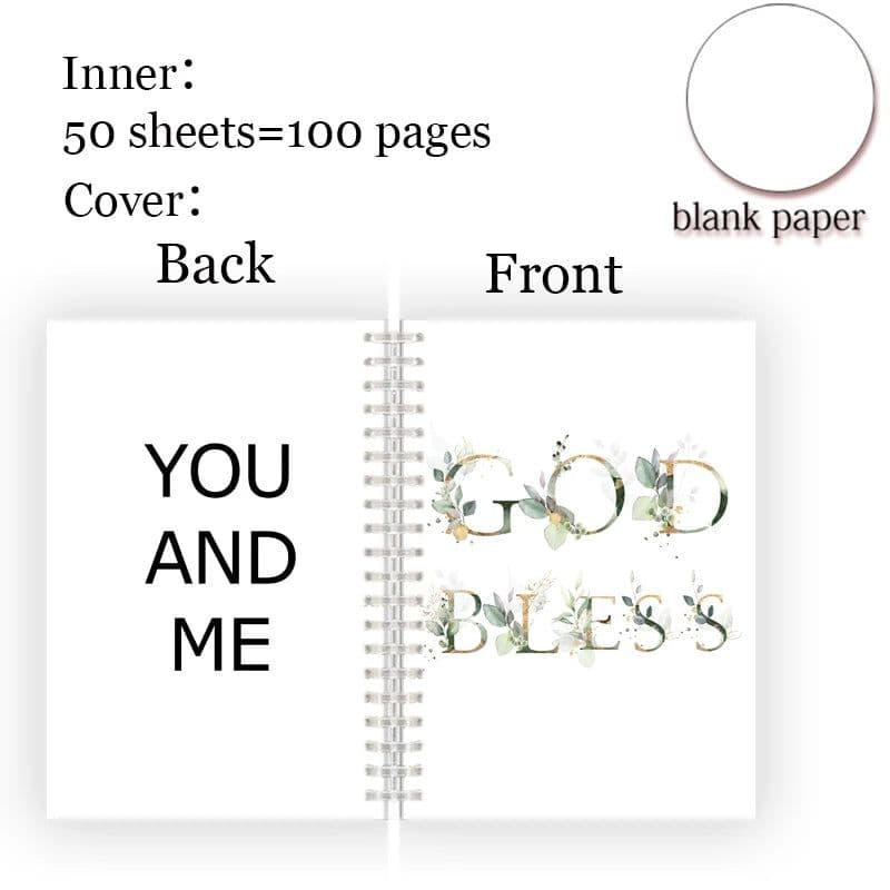 image-A5 Spiral Notebook Note Book - Faith Belief Love God Bless Luck - Dream Motivational Inspirational Flower Quote Never Give Up