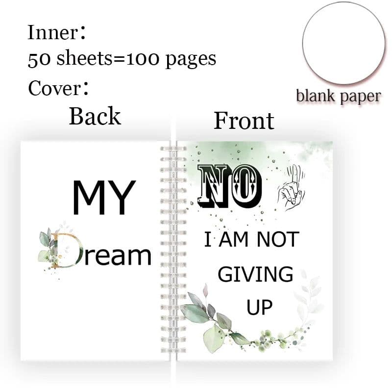 image-A5 Spiral Notebook Note Book - Faith Belief Love God Bless Luck - Dream Motivational Inspirational Flower Quote Never Give Up