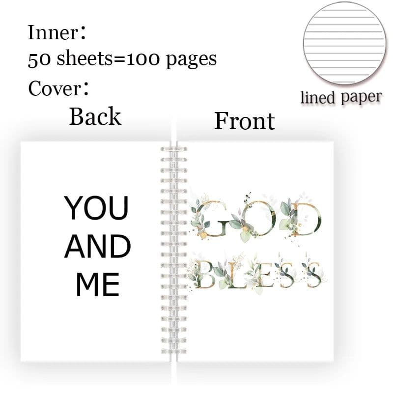 image-A5 Spiral Notebook Note Book - Faith Belief Love God Bless Luck - Dream Motivational Inspirational Flower Quote Never Give Up