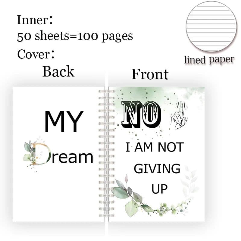 image-A5 Spiral Notebook Note Book - Faith Belief Love God Bless Luck - Dream Motivational Inspirational Flower Quote Never Give Up