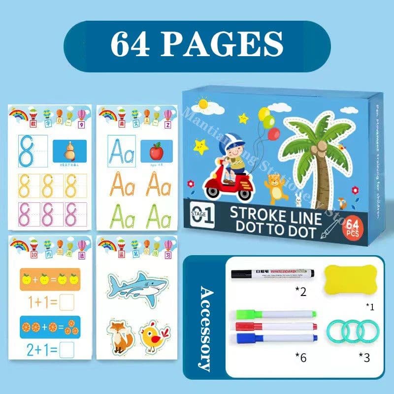 image-English Magical Book Learning Letter in Tracing Workbook for Kids Reusable Calligraphy Copybook for Kids Montessori Writing Book