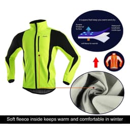 image-ARSUXEO Men's Warm Cycling Jacket Fleece Bike Jersey Windproof Waterproof Softshell Coat Bicycle Clothing Motorcycle Raincoat