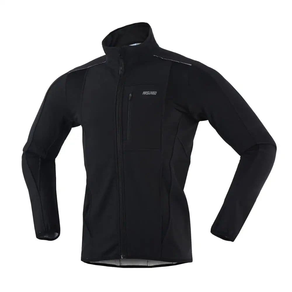 image-ARSUXEO Men's Warm Cycling Jacket Fleece Bike Jersey Windproof Waterproof Softshell Coat Bicycle Clothing Motorcycle Raincoat