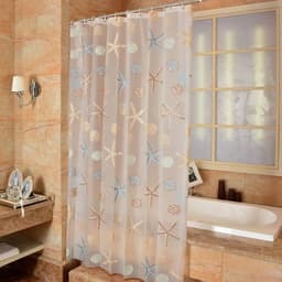 image-Starfish Pattern PEVA Shower Curtain Seaside Style Bathroom Bath Curtain With Hooks Waterproof Mildew Bathroom Accessories