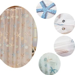 image-Starfish Pattern PEVA Shower Curtain Seaside Style Bathroom Bath Curtain With Hooks Waterproof Mildew Bathroom Accessories