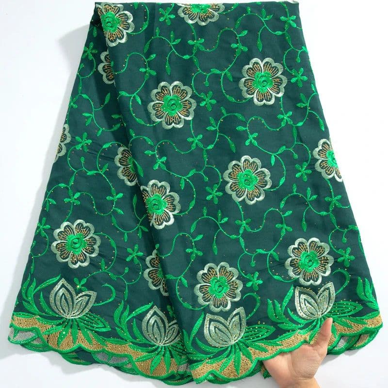 image-SJD LACE African Lace Fabric High Quality 2024 Newest Nigeria Cotton Lace Fabric with Stones for Sew Wedding Party Dresses A3230