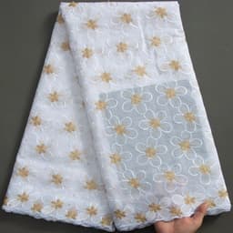 image-SJD LACE African Lace Fabric High Quality 2024 Newest Nigeria Cotton Lace Fabric with Stones for Sew Wedding Party Dresses A3230