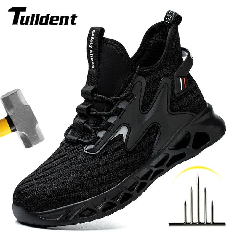 image-Breathable Men Work Safety Shoes Anti-smashing Steel Toe Cap Working Boots Construction Indestructible Work Sneakers Men Shoes