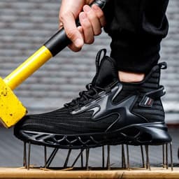 image-Breathable Men Work Safety Shoes Anti-smashing Steel Toe Cap Working Boots Construction Indestructible Work Sneakers Men Shoes