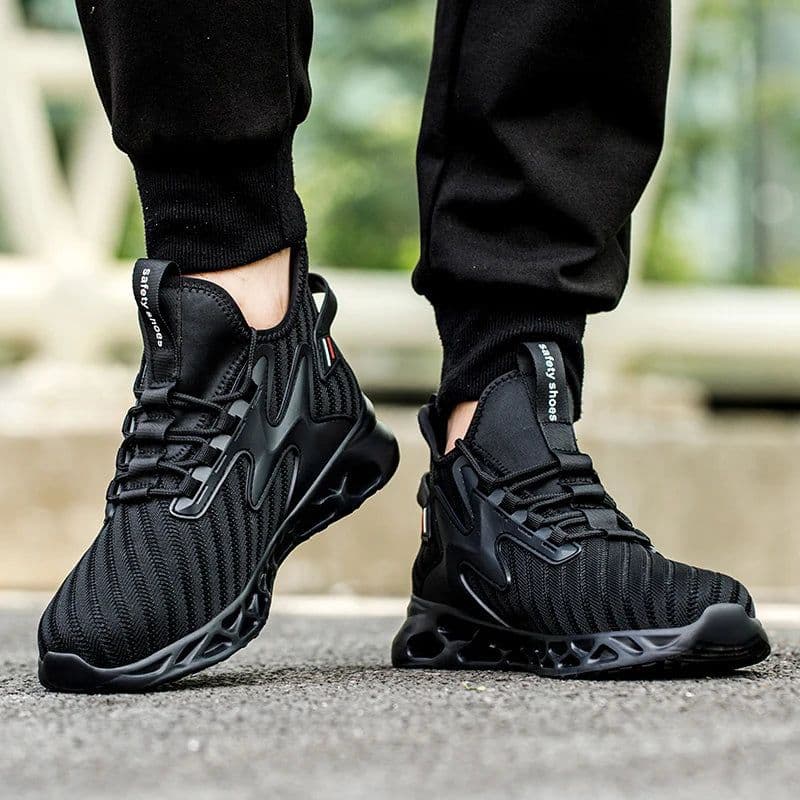 image-Breathable Men Work Safety Shoes Anti-smashing Steel Toe Cap Working Boots Construction Indestructible Work Sneakers Men Shoes
