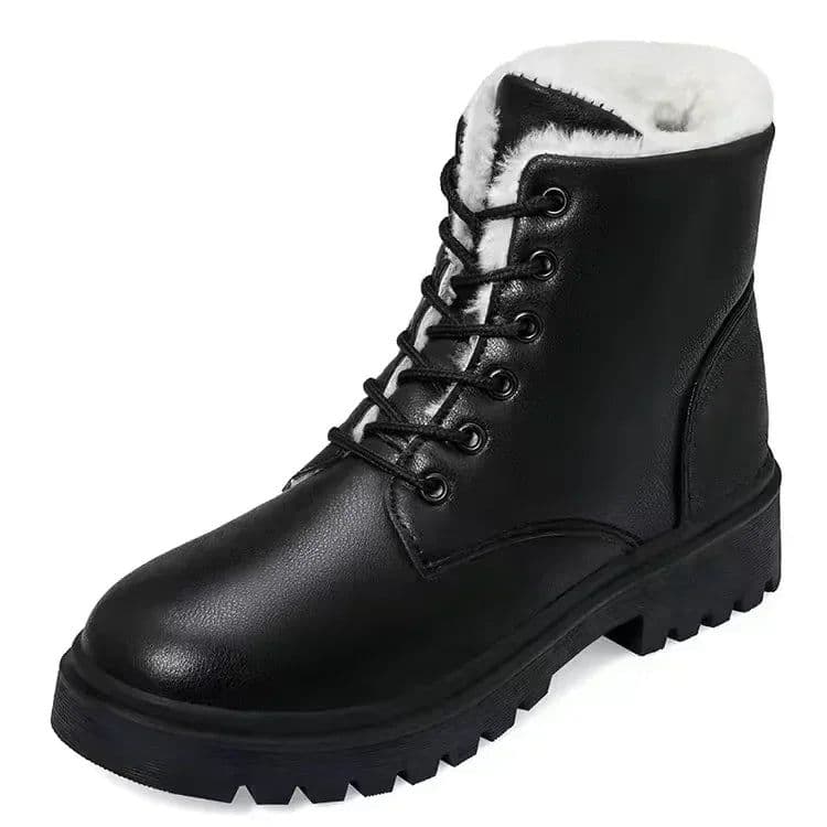 image-2023 Winter Leather Women Winter Boots Thick Wool Warm Women High-heeled Genuine Boot High-quality Female Snow Boots Women Shoes